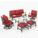 7-Seater Patio Metal Diamond Sofa With Coffee Table
