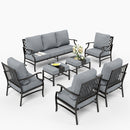 9-Seater Patio Metal Diamond Sofa Set with Ottomans
