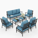 9-Seater Patio Metal Diamond Sofa Set with Ottomans