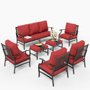 9-Seater Patio Metal Diamond Sofa Set with Ottomans