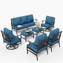 9-Seater Patio Metal Diamond Sofa Set with Ottomans