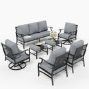 9-Seater Patio Metal Diamond Sofa Set with Ottomans