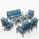 9-Seater Patio Metal Diamond Sofa Set with Ottomans