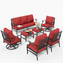 9-Seater Patio Metal Diamond Sofa Set with Ottomans