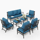 9-Seater Patio Metal Diamond Sofa Set with Ottomans