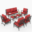 9-Seater Patio Metal Diamond Sofa Set with Ottomans