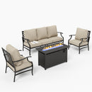 5-Seater Outdoor Metal Diamond Sofa Set with Fire Pit Table