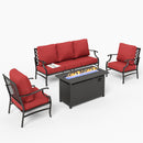 5-Seater Outdoor Metal Diamond Sofa Set with Fire Pit Table