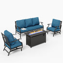 5-Seater Outdoor Metal Diamond Sofa Set with Fire Pit Table