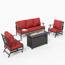 5-Seater Outdoor Metal Diamond Sofa Set with Fire Pit Table