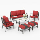 7-Seater Patio Metal Diamond Sofa With Coffee Table