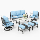 7-Seater Patio Metal Diamond Sofa With Coffee Table