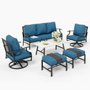 7-Seater Patio Metal Diamond Sofa With Coffee Table