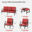 9-Seater Patio Metal Diamond Sofa Set with Ottomans