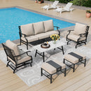 7-Seater Patio Metal Diamond Sofa With Coffee Table