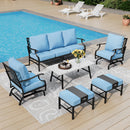 7-Seater Patio Metal Diamond Sofa With Coffee Table