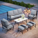 7-Seater Patio Metal Diamond Sofa With Coffee Table