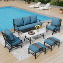 7-Seater Patio Metal Diamond Sofa With Coffee Table