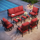 9-Seater Patio Metal Diamond Sofa Set with Ottomans