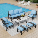 7-Seater Patio Metal Diamond Sofa With Coffee Table