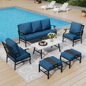 7-Seater Patio Metal Diamond Sofa With Coffee Table