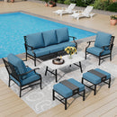 7-Seater Patio Metal Diamond Sofa With Coffee Table
