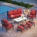 7-Seater Patio Metal Diamond Sofa With Coffee Table