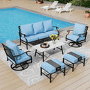 7-Seater Patio Metal Diamond Sofa With Coffee Table