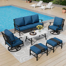 7-Seater Patio Metal Diamond Sofa With Coffee Table