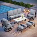 7-Seater Patio Metal Diamond Sofa With Coffee Table