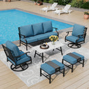 7-Seater Patio Metal Diamond Sofa With Coffee Table