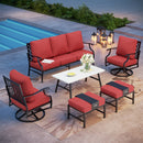 7-Seater Patio Metal Diamond Sofa With Coffee Table