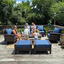 7-Seater Garden Vintage Swivel Rattan Sofa Sets with Ottomans and Table