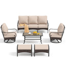 7-Seater  Outdoor Metal and Rattan Cocoa Couch with Ottomans