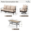 5-Seater Outdoor Metal and Rattan Cocoa Sofa Set with Coffee Table