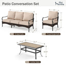 5-Seater Outdoor Metal and Rattan Cocoa Sofa Set with Coffee Table