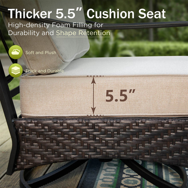 Outdoor Metal and Rattan Cocoa Sofa Set with Fire Pit Table