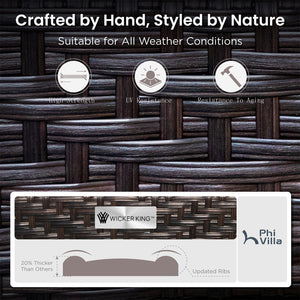 5-Seater Outdoor Metal and Rattan Cocoa Sofa Set wth Fire Pit Table