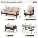 7-Seater  Outdoor Metal and Rattan Cocoa Couch with Ottomans