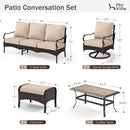 7-Seater  Outdoor Metal and Rattan Cocoa Couch with Ottomans