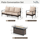 5-Seater Outdoor Metal and Rattan Cocoa Sofa Set wth Fire Pit Table