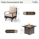 4-Seater Outdoor Metal and Rattan Cocoa Sofa Set with Square Fire Pit Table
