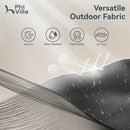 PHI VILLA 13Ft Double-Sided Umbrella - Solar Powered LED Lights, Adjustable Crank, and Durable Construction