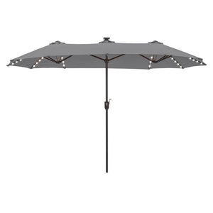 13ft Solar Double-Sided Patio Twin Umbrella with Led Lights