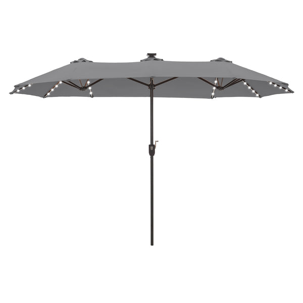 13ft Solar Double-Sided Patio Twin Umbrella with Led Lights