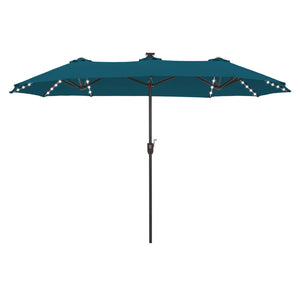 13ft Solar Double-Sided Patio Twin Umbrella with Led Lights