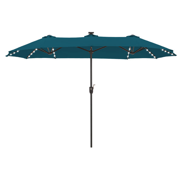 13ft Solar Double-Sided Patio Twin Umbrella with Led Lights