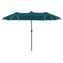 PHI VILLA 13Ft Double-Sided Umbrella - Solar Powered LED Lights, Adjustable Crank, and Durable Construction