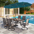 PHI VILLA 13Ft Double-Sided Umbrella - Solar Powered LED Lights, Adjustable Crank, and Durable Construction