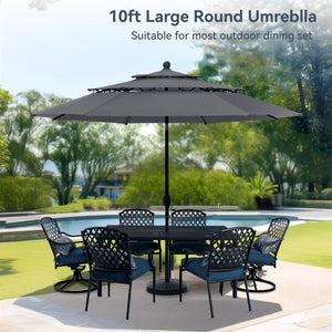 10ft 3 Tier Auto-tilt Patio Umbrella Outdoor Double Vented Umbrella